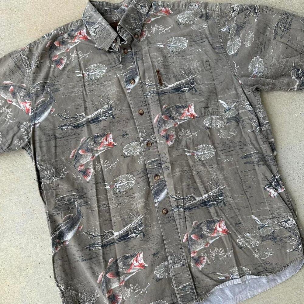 Vintage Fishing All Over Print Button up Shirt